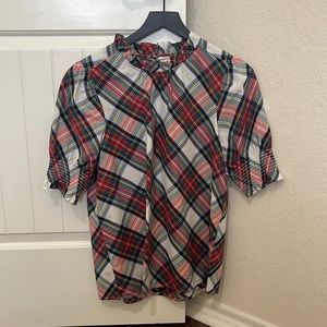 J. Crew Multicolor Plaid Blouse